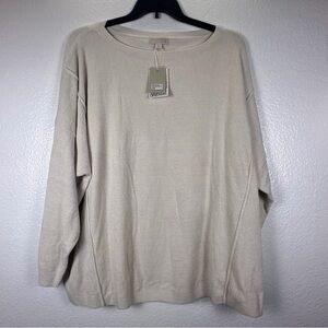 Barefoot Dreams Women's Almond Boat
Neck Pullover Sweater Jersey Knit 2X